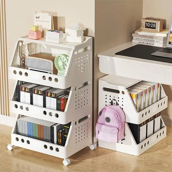 Foldable Multi-Tier Rolling Storage Cart