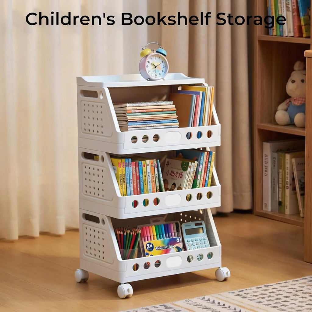 Foldable Multi-Tier Rolling Storage Cart