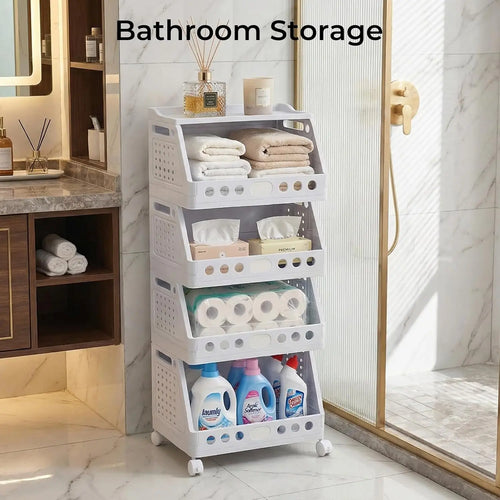Foldable Multi-Tier Rolling Storage Cart